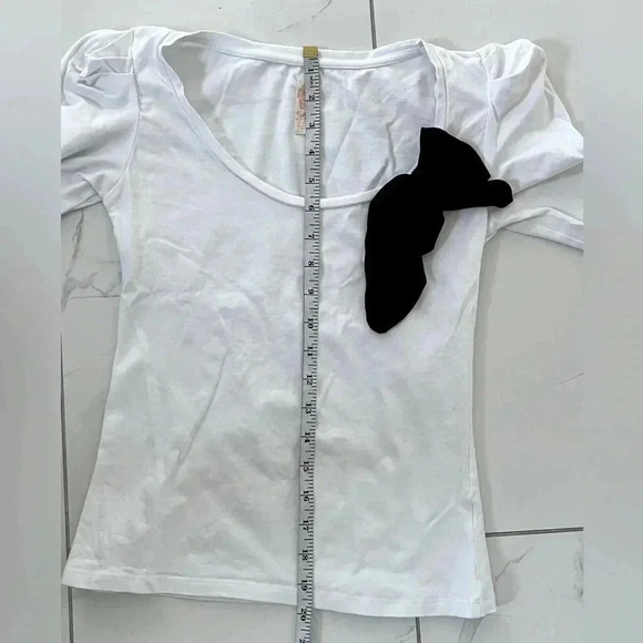 Zara Trafaluc/ Three quarter length t-shirt/ Black bow/ High stretch/ Size  US S - Picture 9 of 11